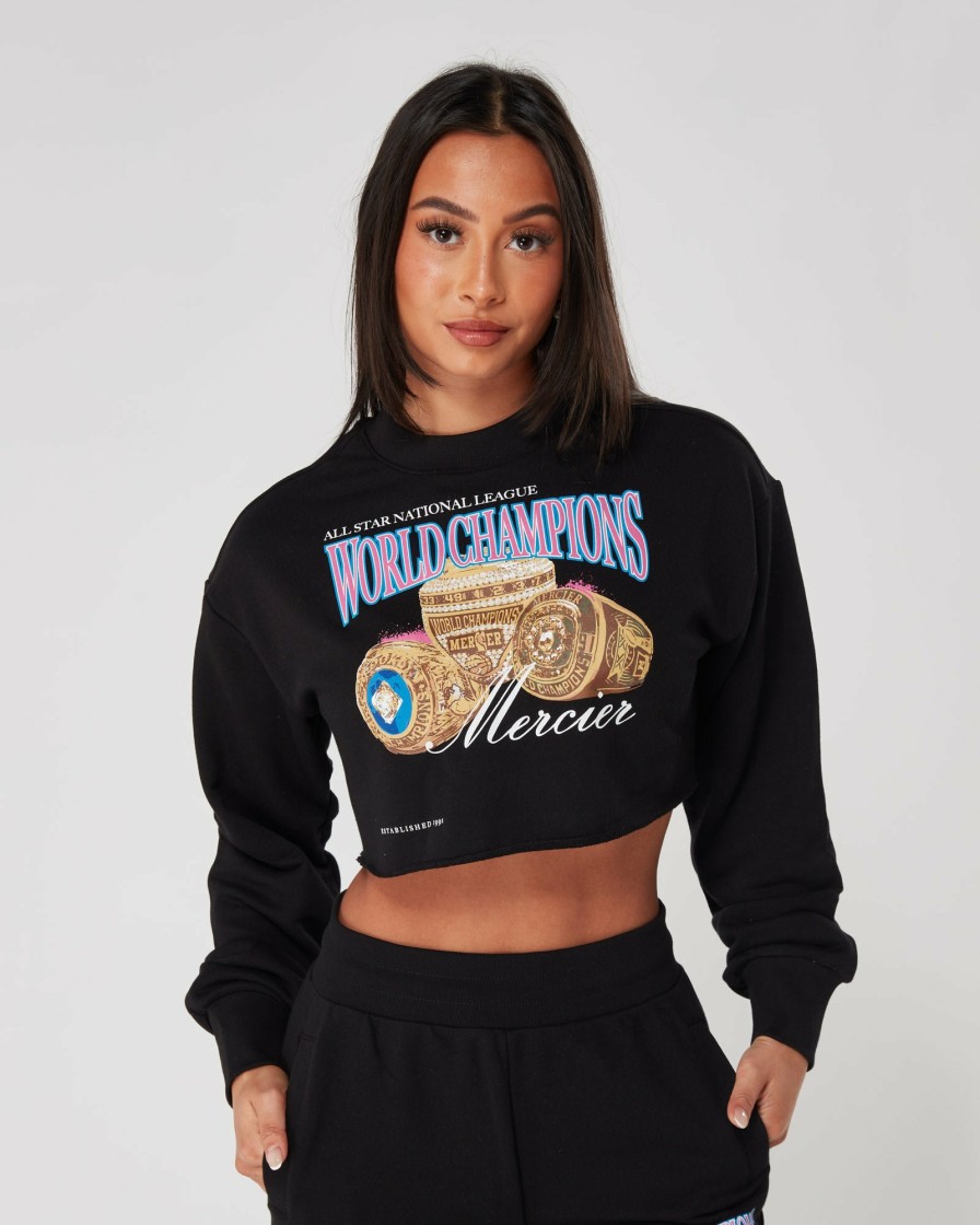 Abbigliamento Da Donna Mercier | Crop Da Donna Nera Mercier Campione Del Mondo