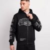 Abbigliamento Da Uomo Mercier | Felpa Con Cappuccio Compton Con Zip Nera Bianca