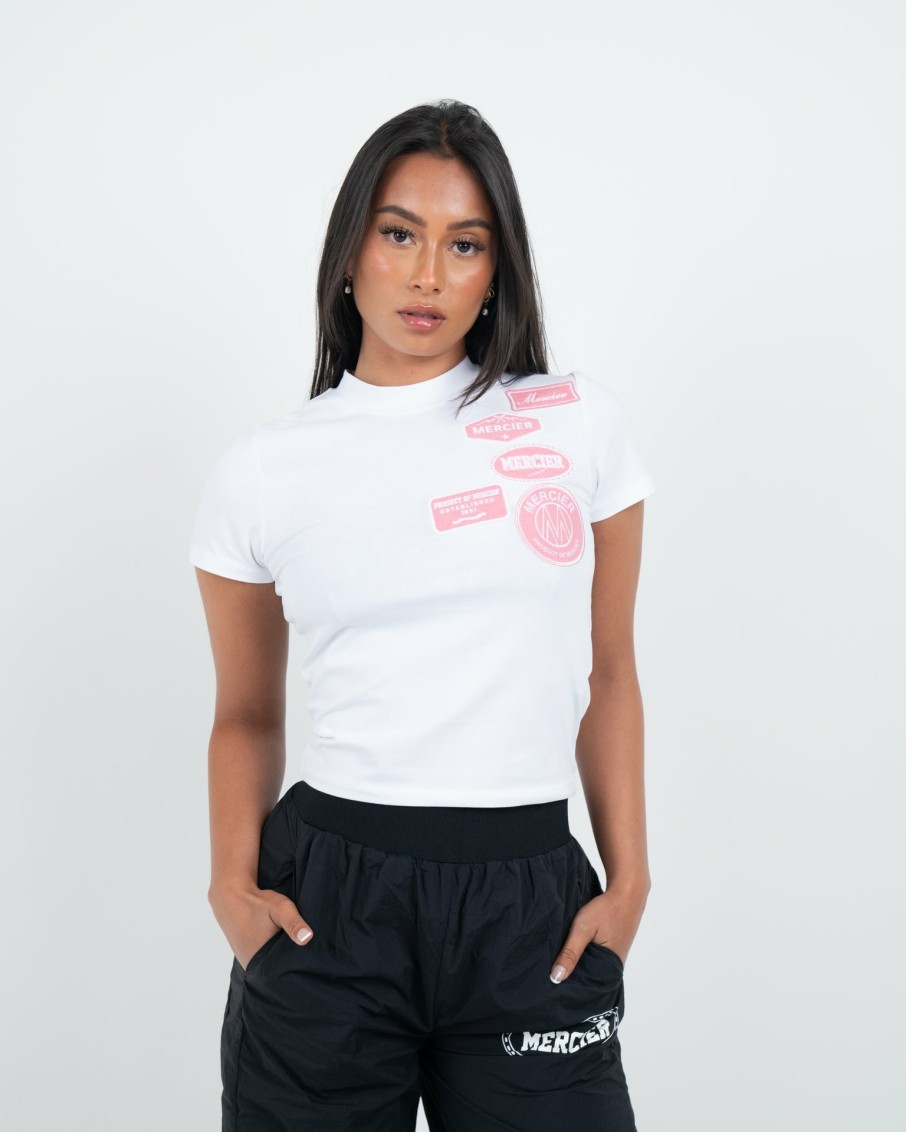 Abbigliamento Da Donna Mercier | T-Shirt Og Aderente Mercier Bianca Rosa Da Donna